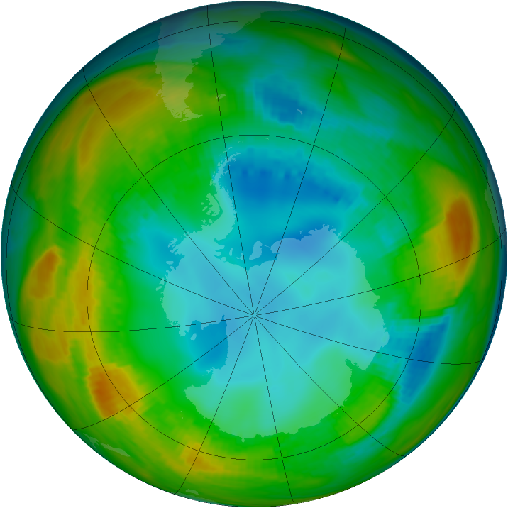 Antarctic ozone map for 04 August 1982